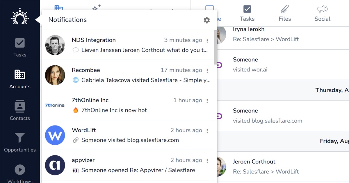 Salesflare notifications